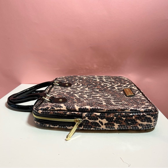 Y2K 2000s mcbling leopard sequins Betsey Johnson laptop case bag - Picture 3 of 5